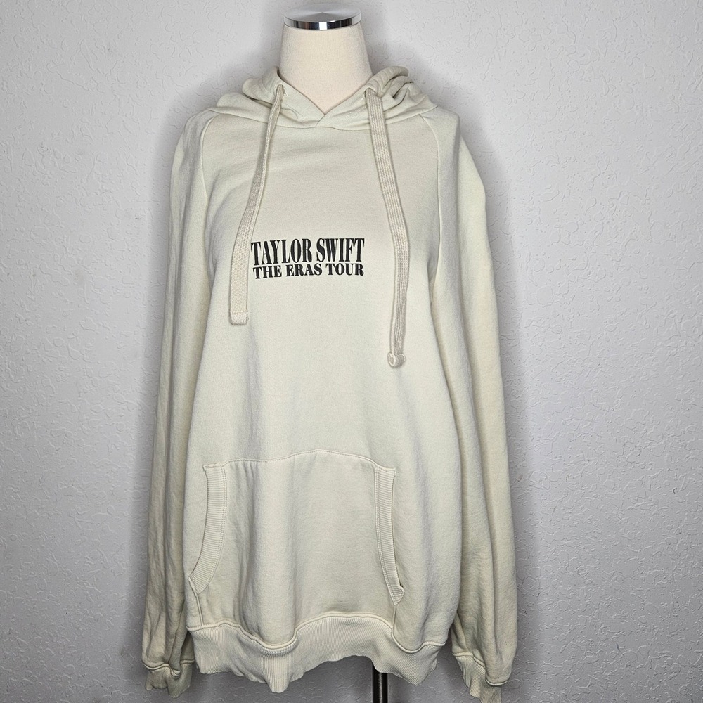 Taylor Swift The Eras Tour Beige Hoodie Pullover Concert Merch Graphic Back L‎